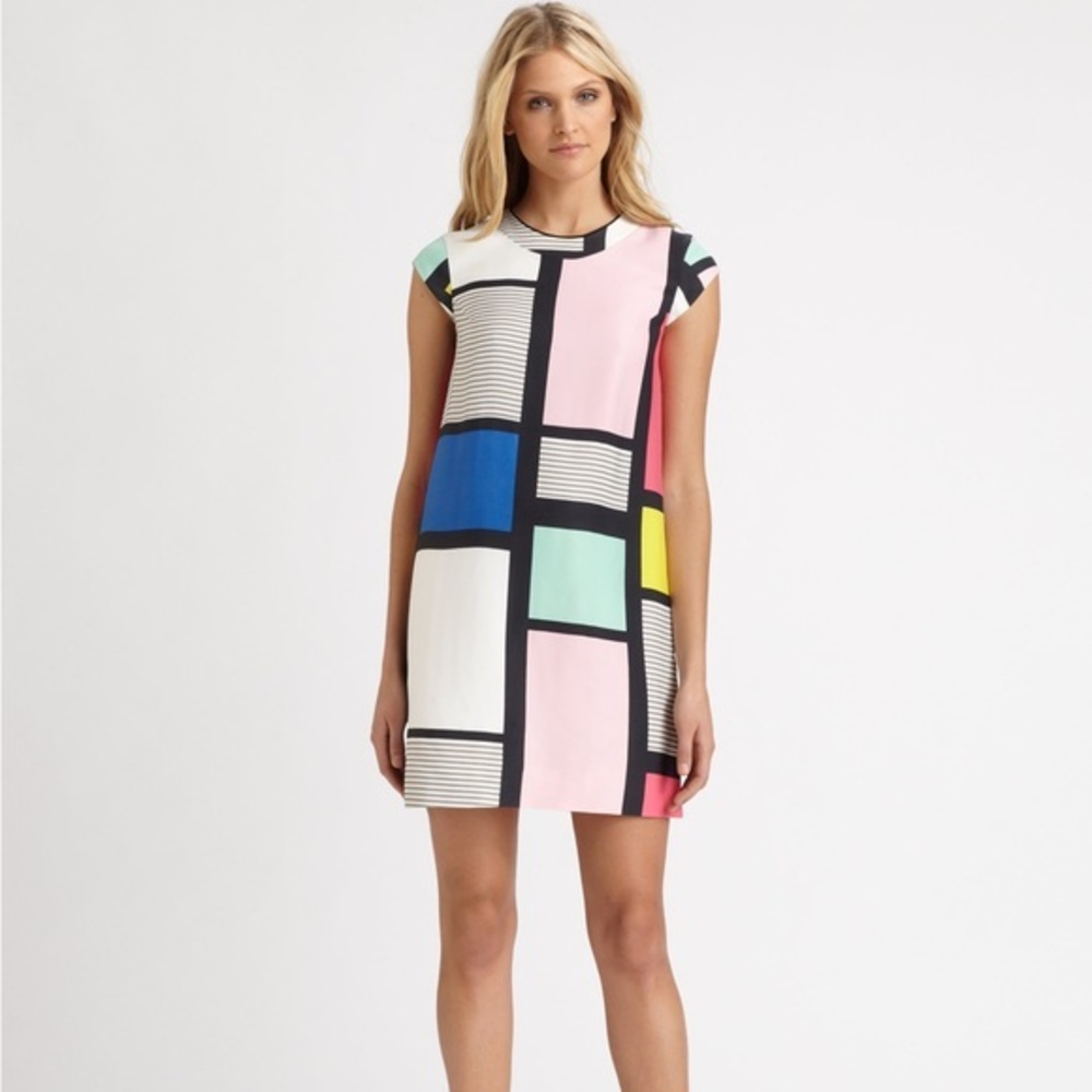 Kate Spade Claudette Geometric Multicolor Print Shift Dress Size 8 NWT